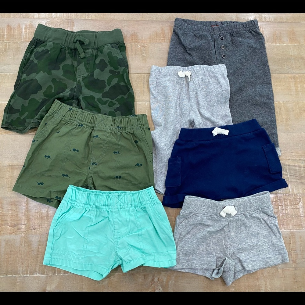 7 baby boy toddler shorts jogger pant bottoms carters bundle